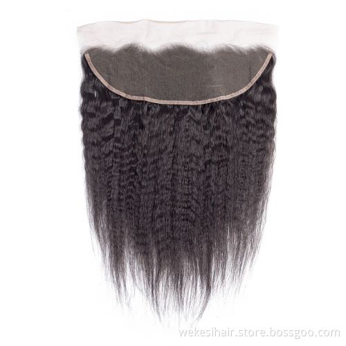 10A Grade Virgin Peruvian Kinky Curly Human Hair Bundles And Pre Plucked Swiss Lace Frontal Closure Free Part